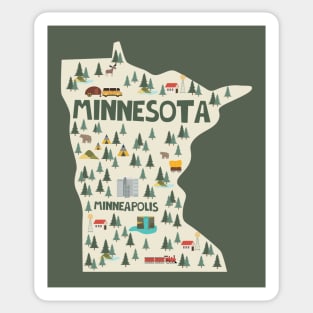 Minnesota State USA Illustrated Map Sticker